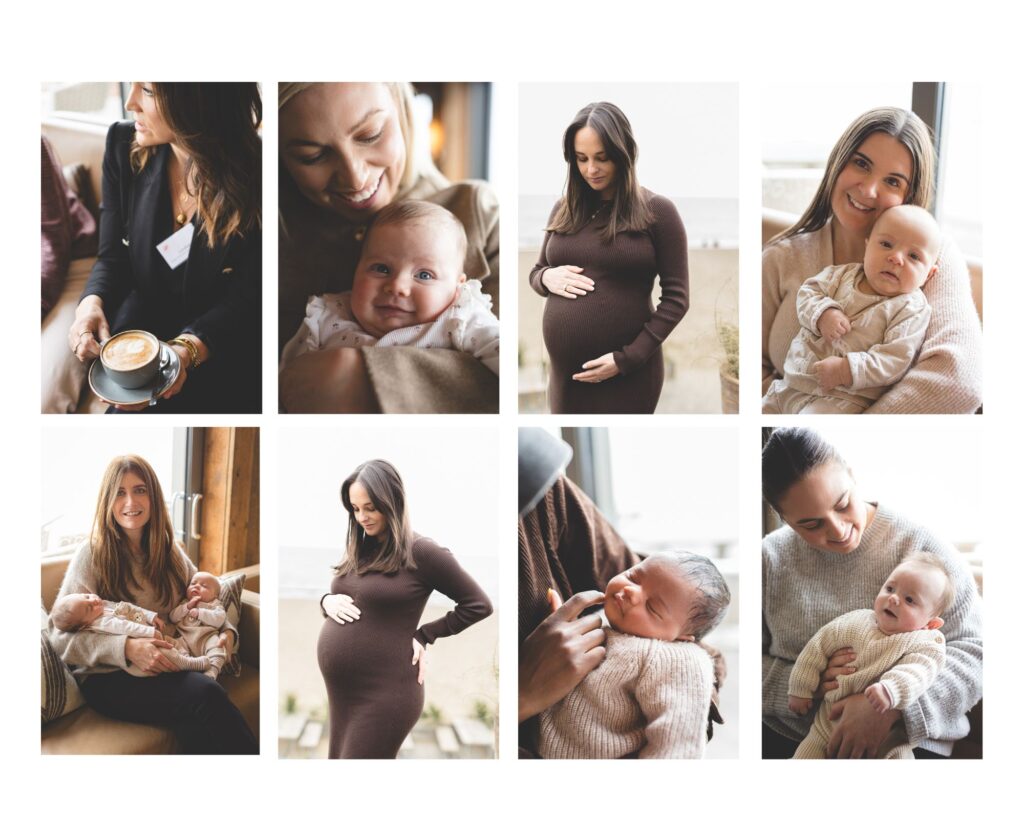 Collage of photos of mums and babies and bumps