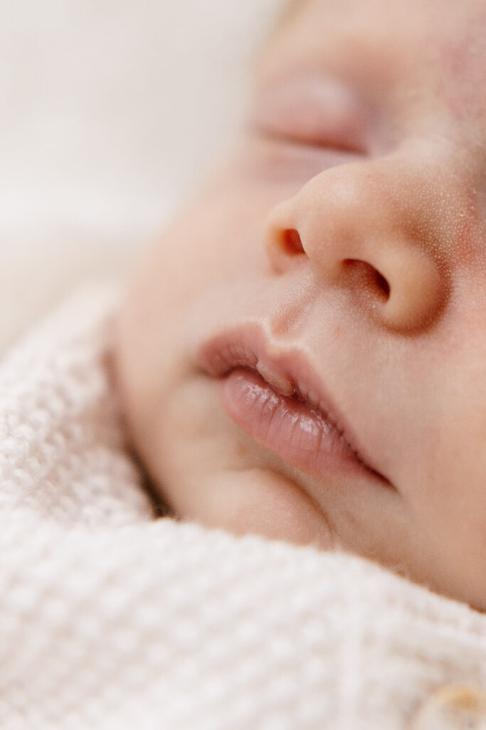 Newborn lips close up