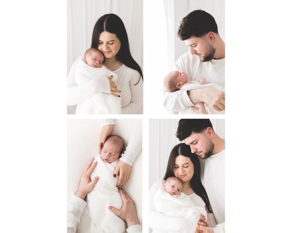 Selection of newborn photos with mum, Dad and new baby